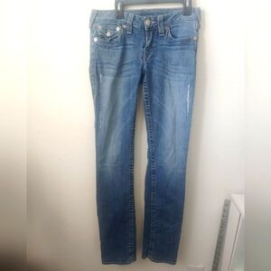 Women's True Religion Jeans  RN #112790 Straight Denim Pants Light Wash Sz 28